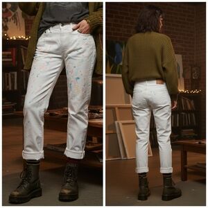 NWT Polo Ralph Lauren 26 Retro Academic Eclectic Paint Splatter Boyfriend Jeans
